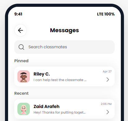 Messages with classmates